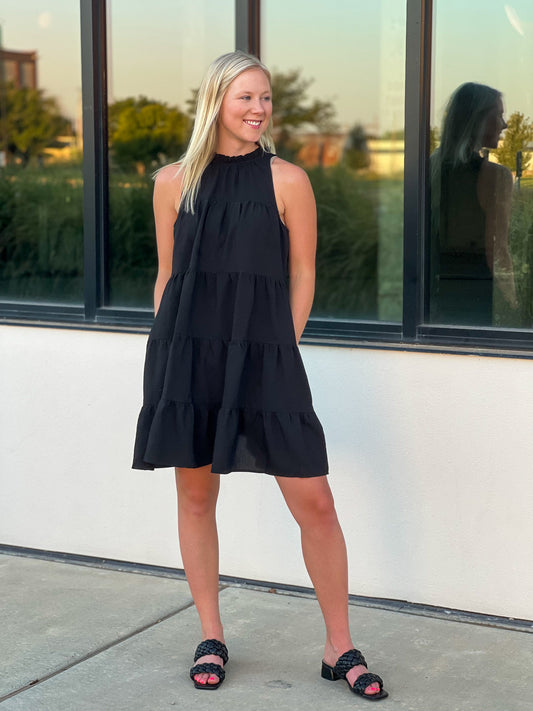 Emma Sleeveless Tiered Black Dress FINAL SALE