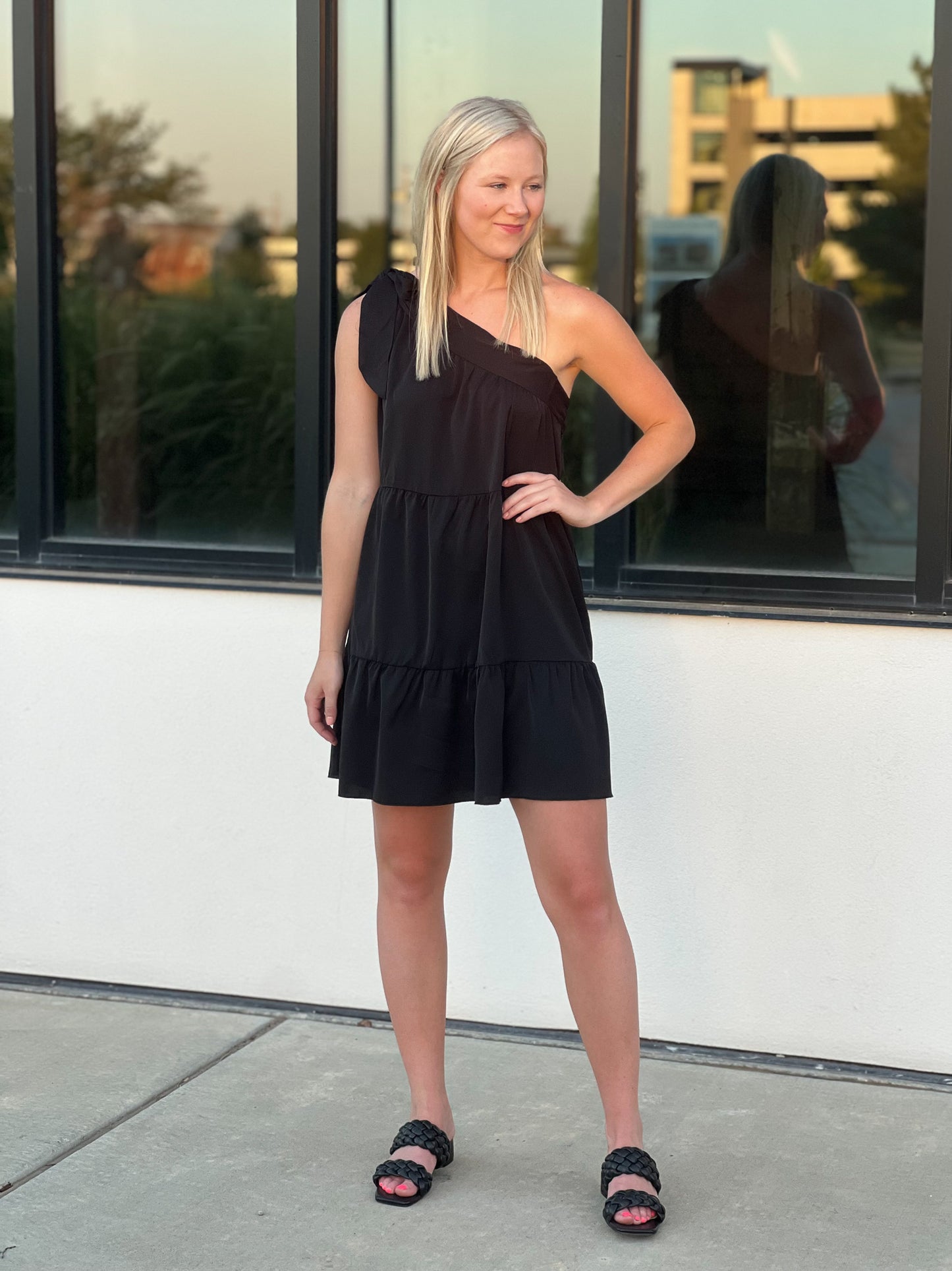 Bella One Shoulder Black Dress FINAL SALE