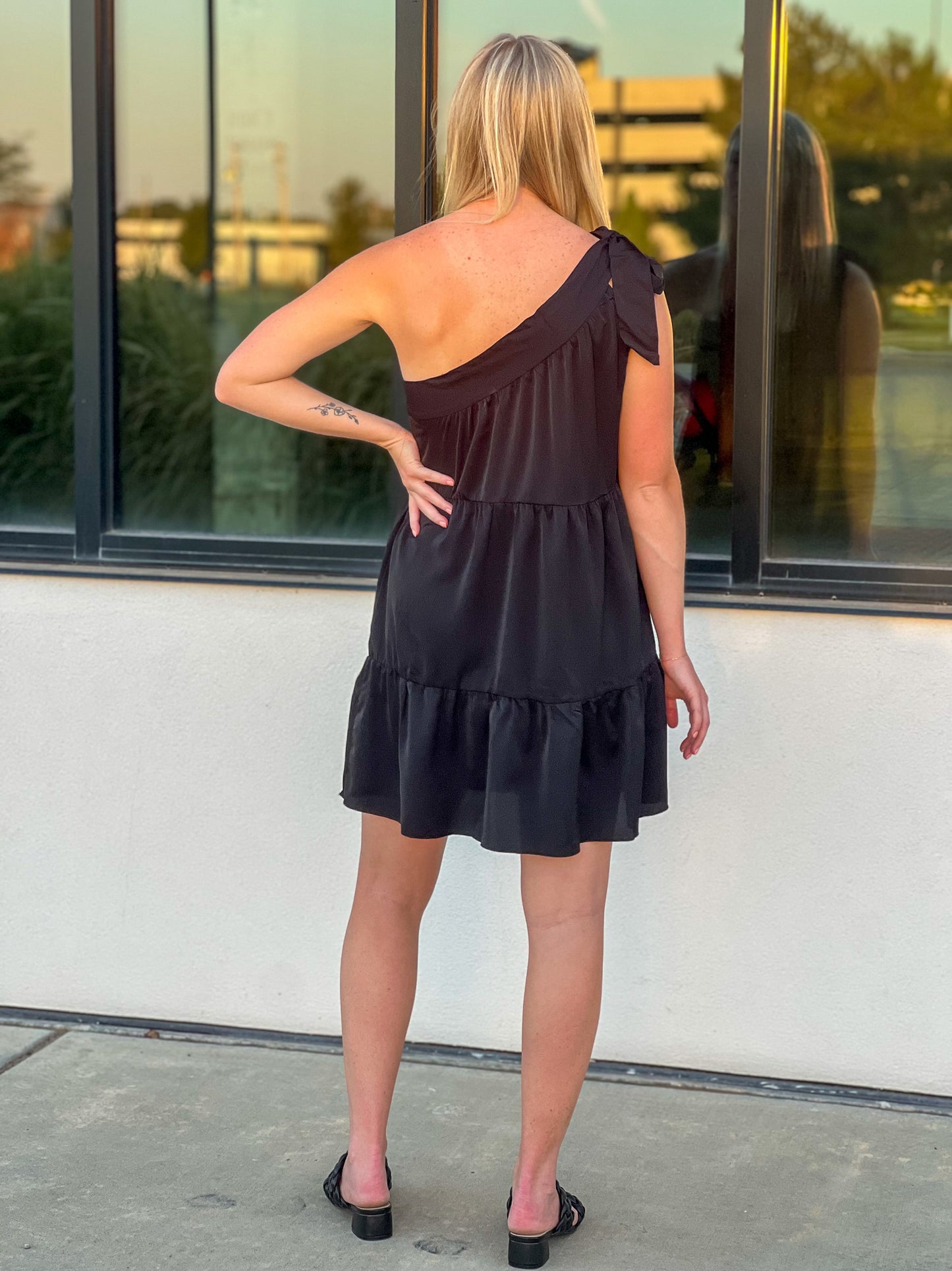 Bella One Shoulder Black Dress FINAL SALE