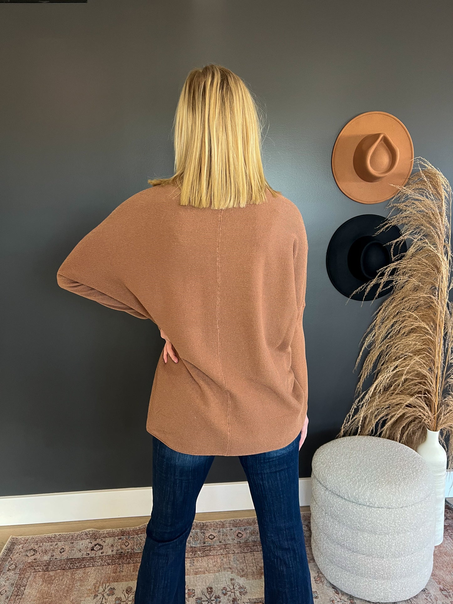 Brown Turtleneck Ribbed Sweater FINAL SALE