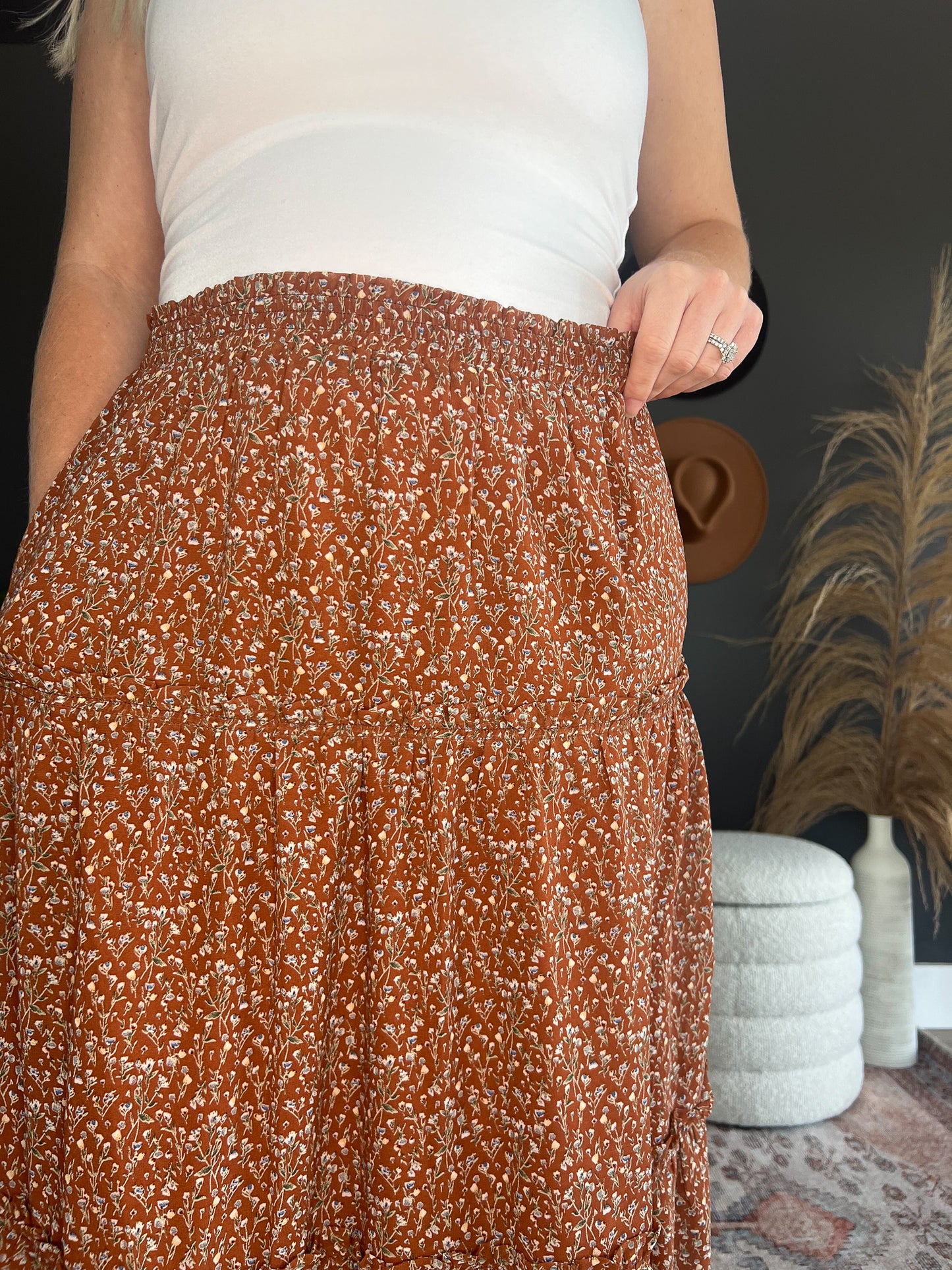 Chiffon Floral Rust Skirt FINAL SALE