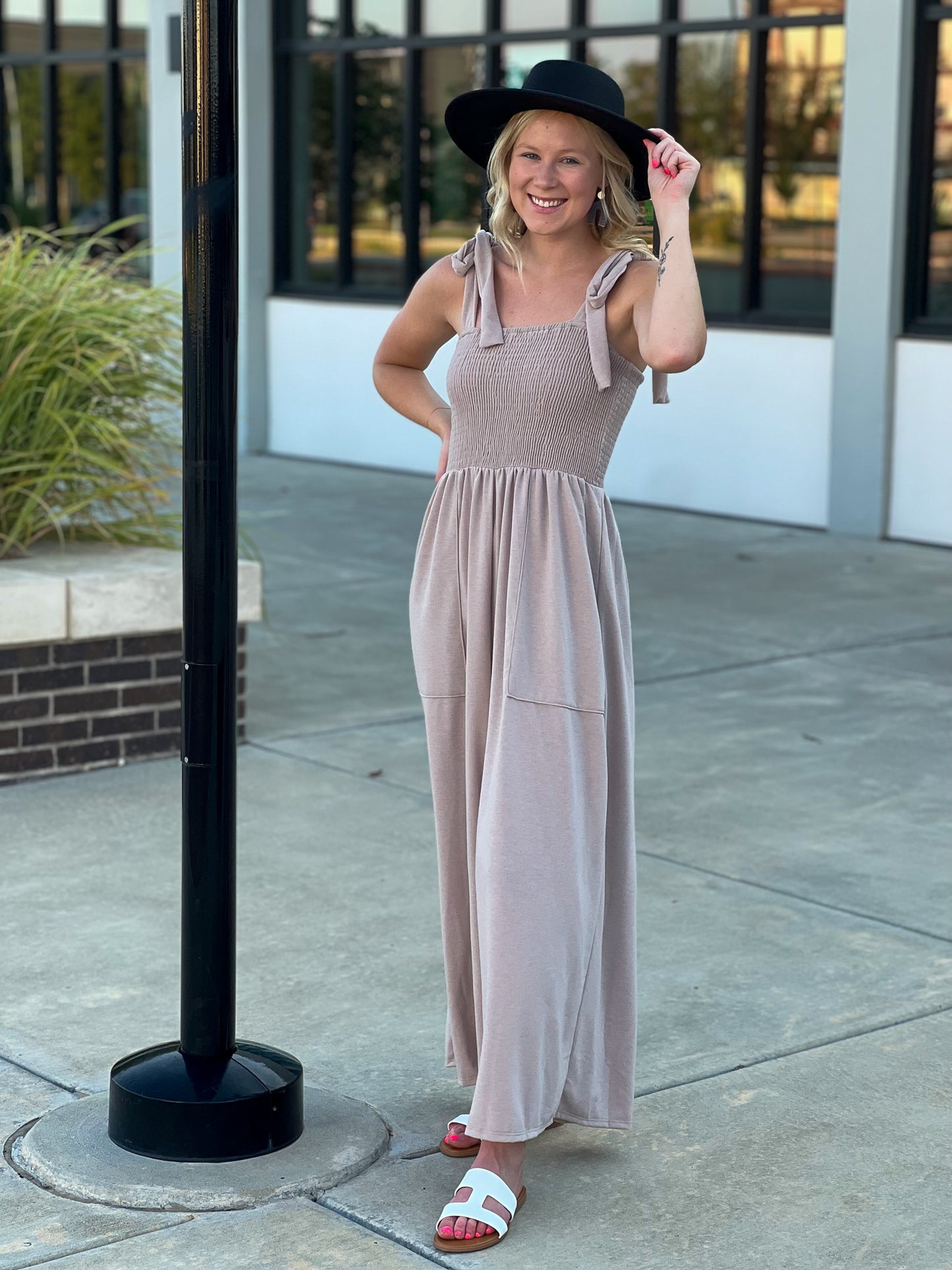 Daytripper Wide Leg Taupe Jumpsuit