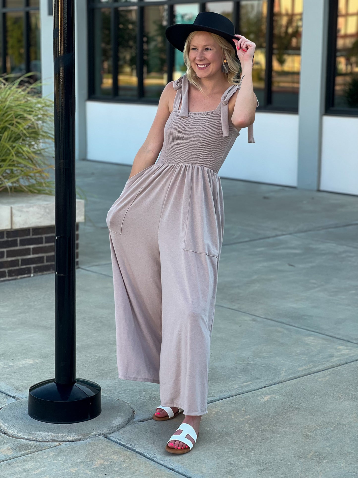 Daytripper Wide Leg Taupe Jumpsuit