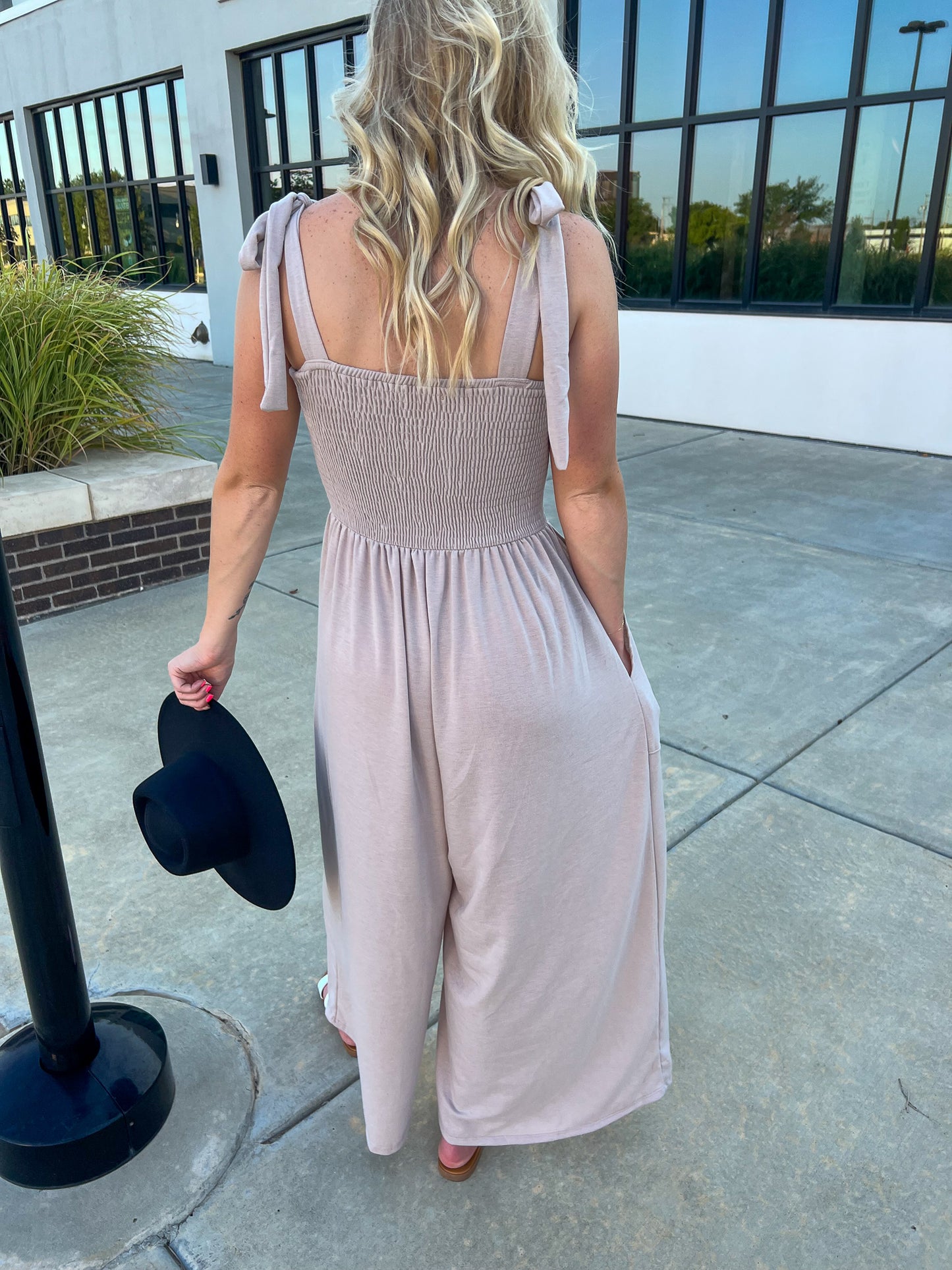 Daytripper Wide Leg Taupe Jumpsuit