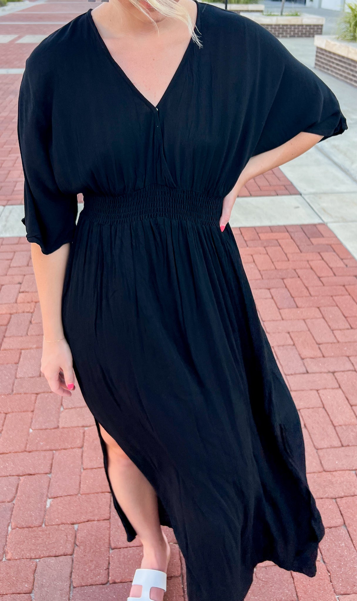 Deep V-Neck Black Maxi Dress FINAL SALE