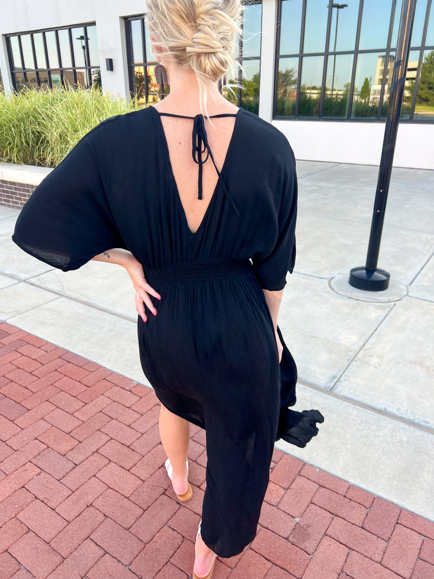 Deep V-Neck Black Maxi Dress FINAL SALE