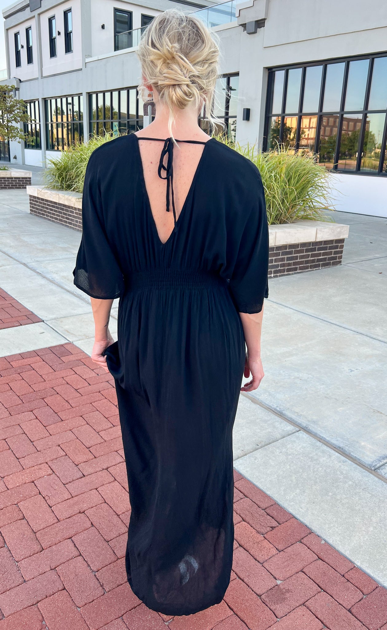 Deep V-Neck Black Maxi Dress FINAL SALE