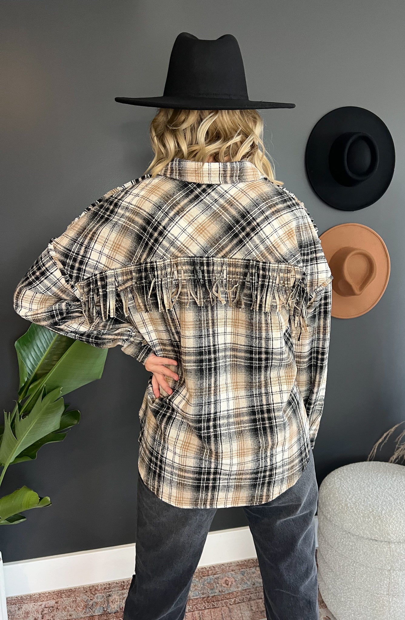 Fringe Back Plaid Shacket FINAL SALE