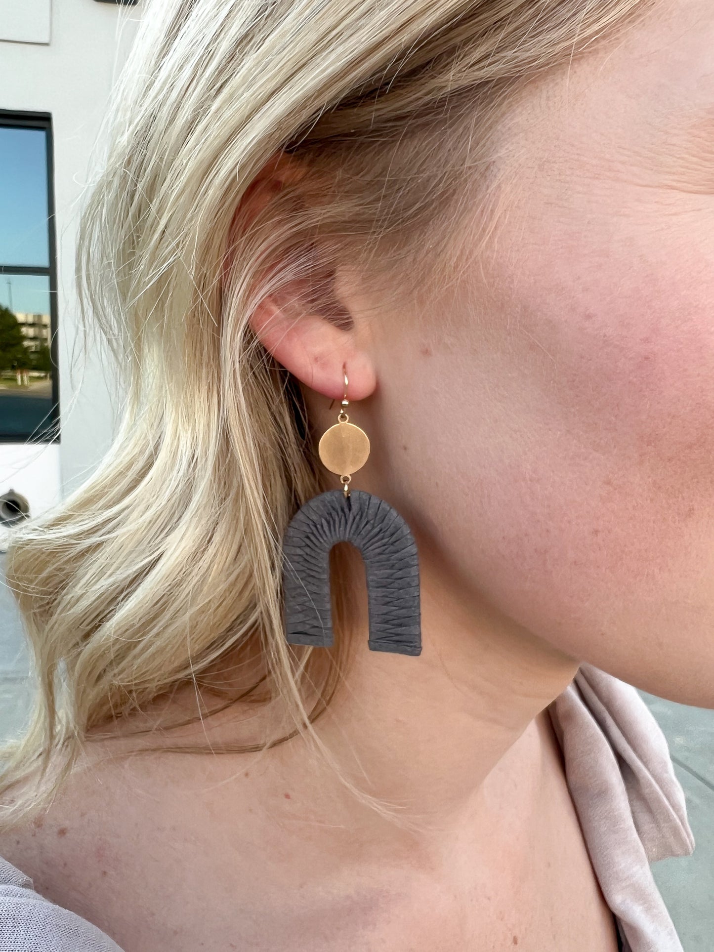 Grey Suede Drop Earrings FINAL SALE