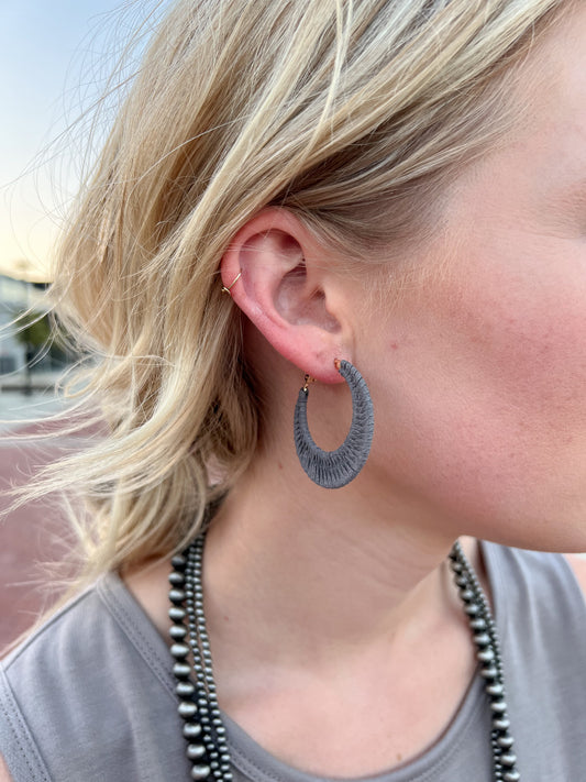 Grey Suede Hoop Earrings FINAL SALE