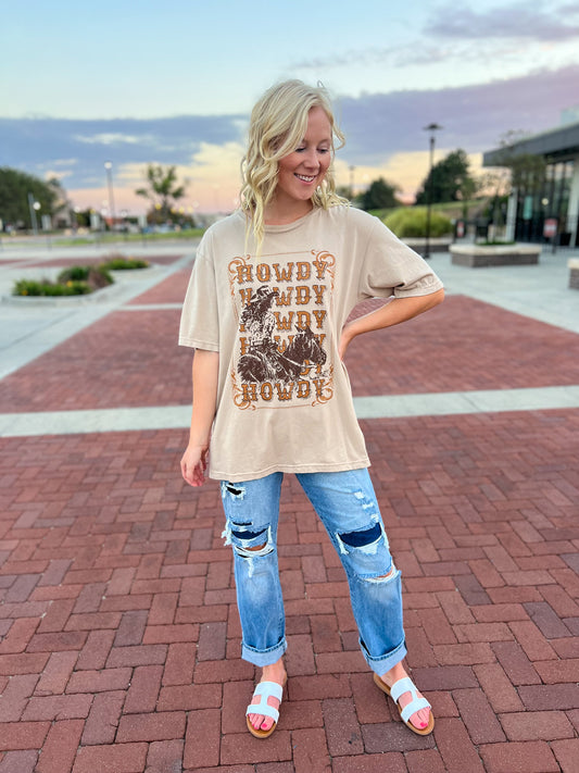 Howdy Cowgirl Oversized Graphic Tee FINAL SALE