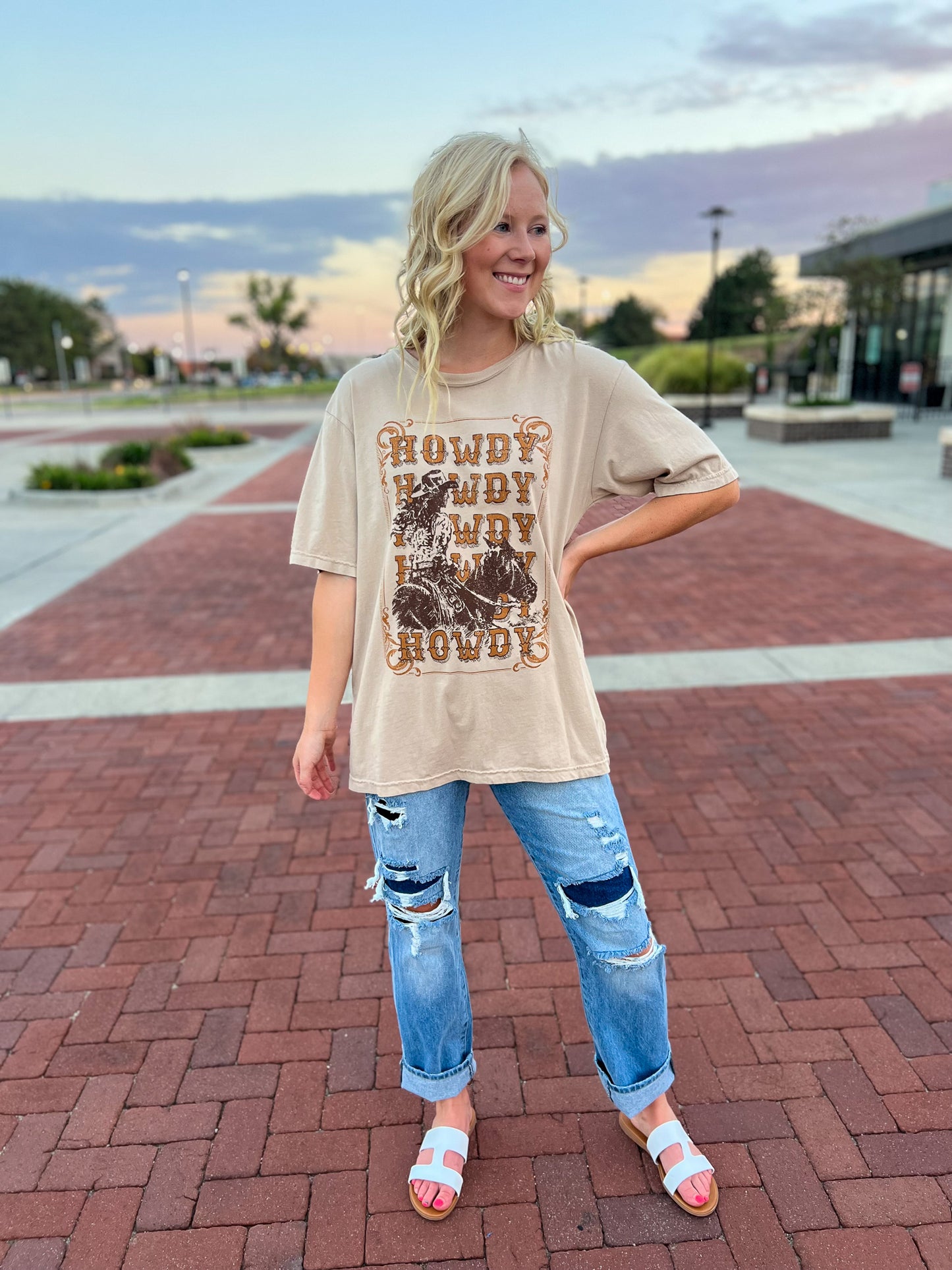 Howdy Cowgirl Oversized Graphic Tee FINAL SALE