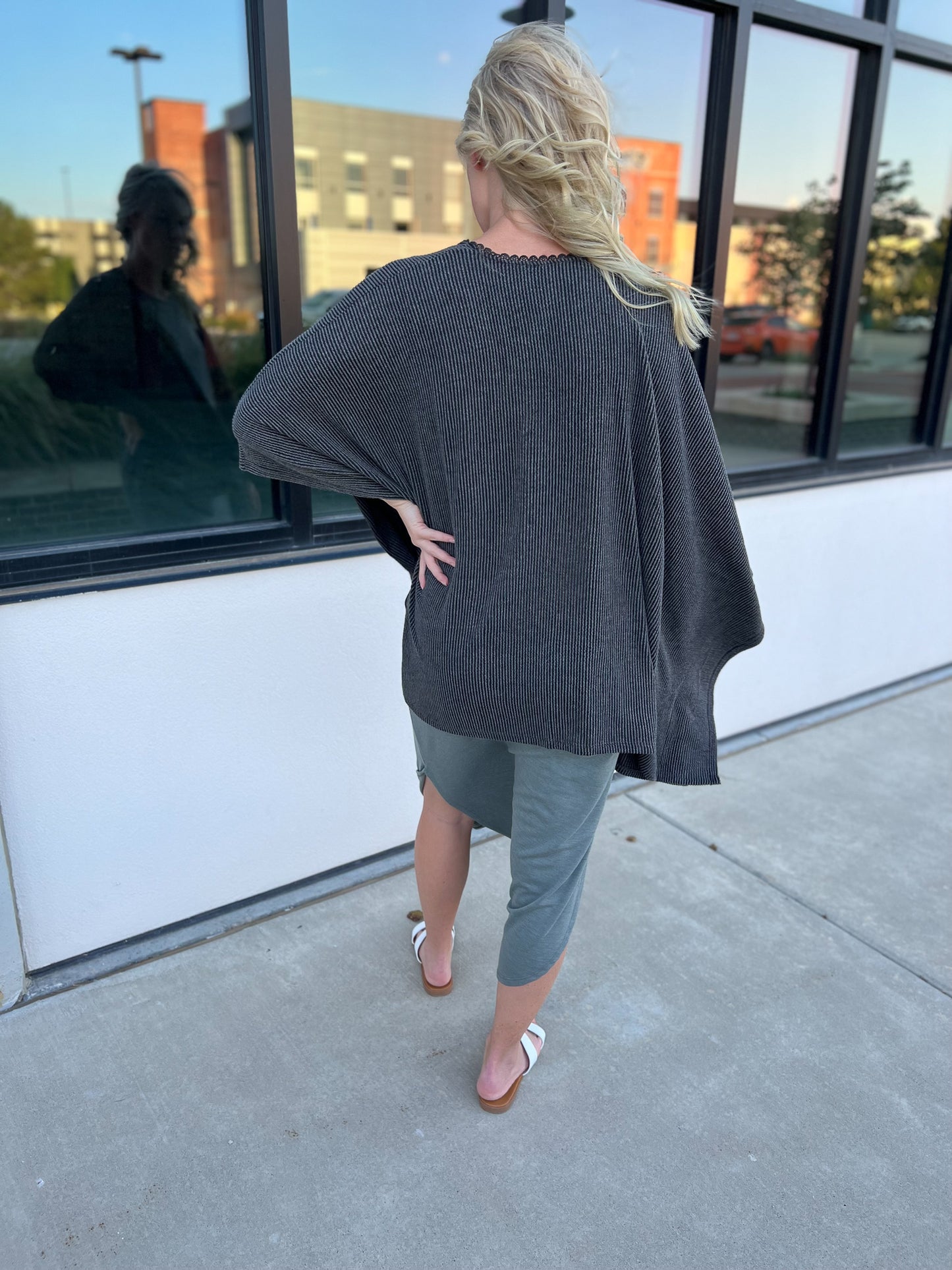 Lotus Ribbed Charcoal Kimono FINAL SALE