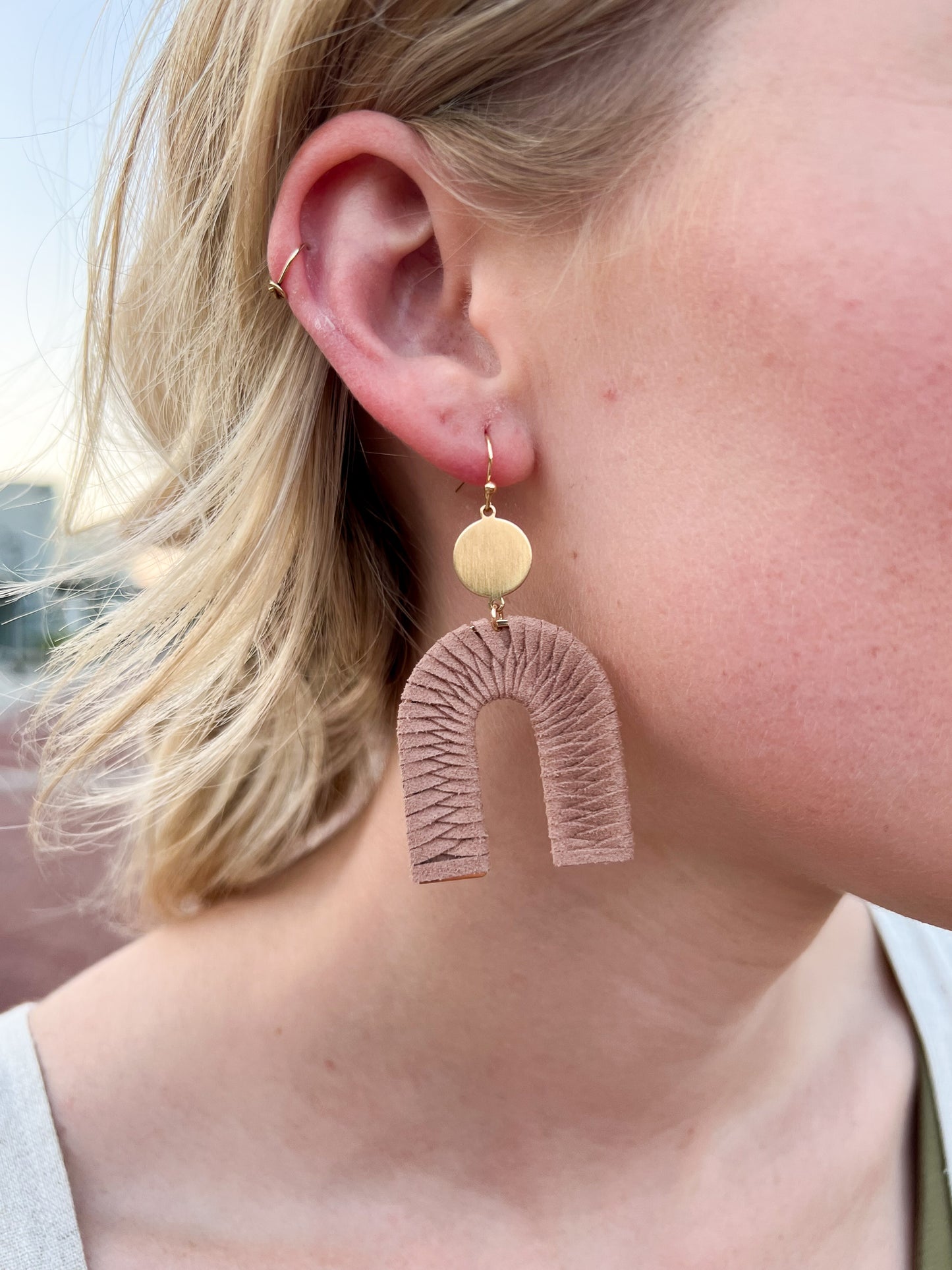 Mauve Suede Drop Earrings FINAL SALE