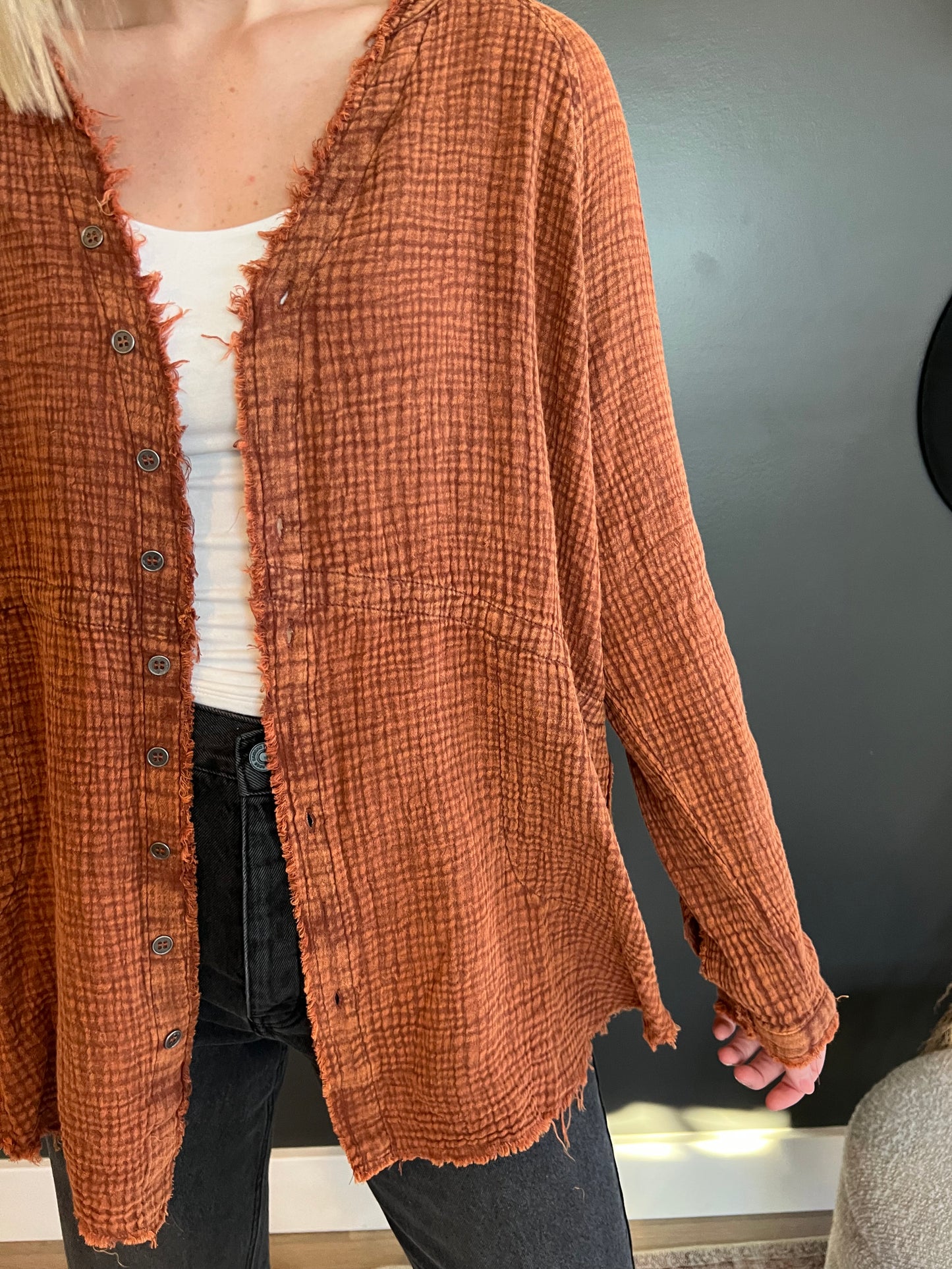 Oversized Mineral Washed Cardigan FINAL SALE