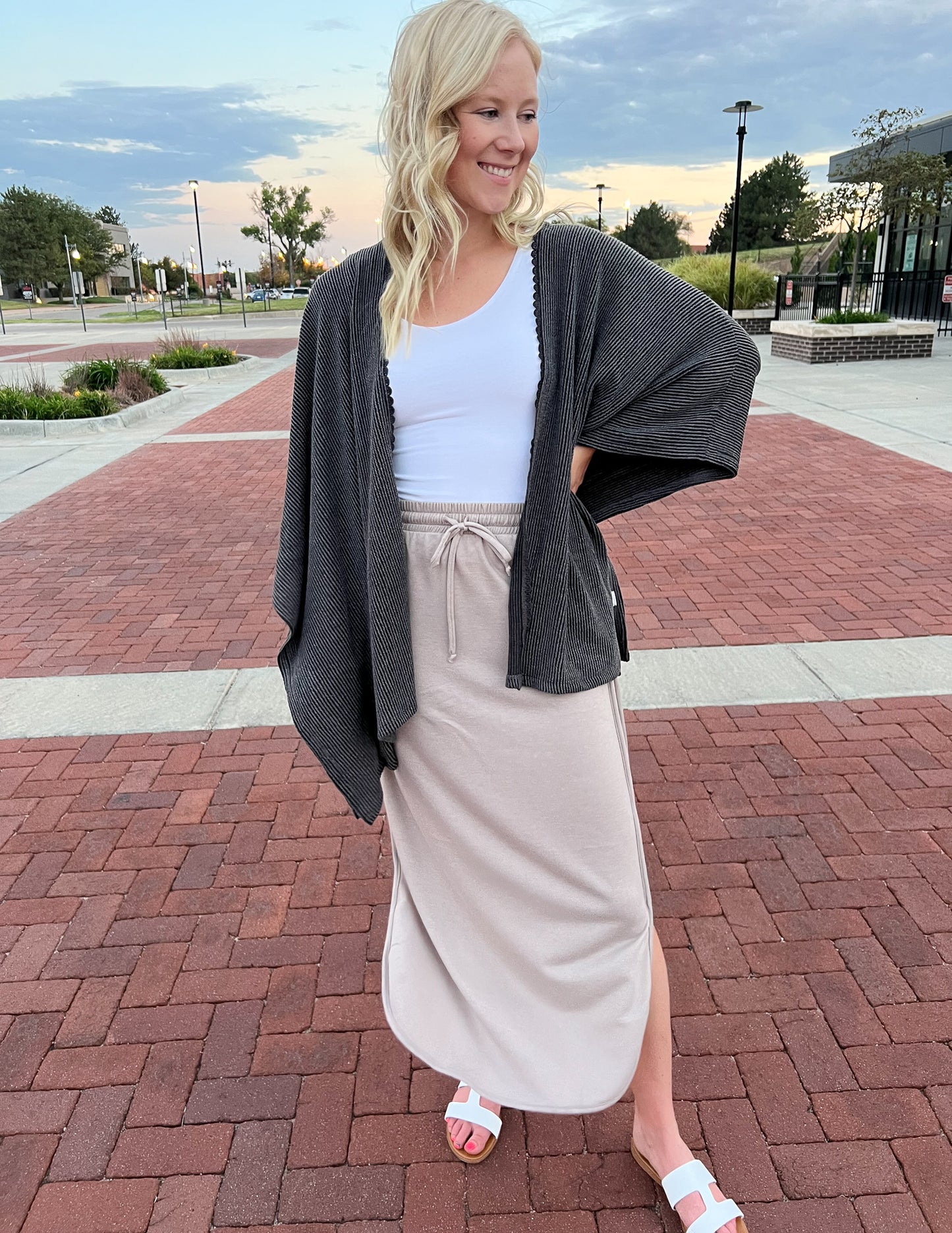 So Comfy Drawstring Taupe Skirt FINAL SALE