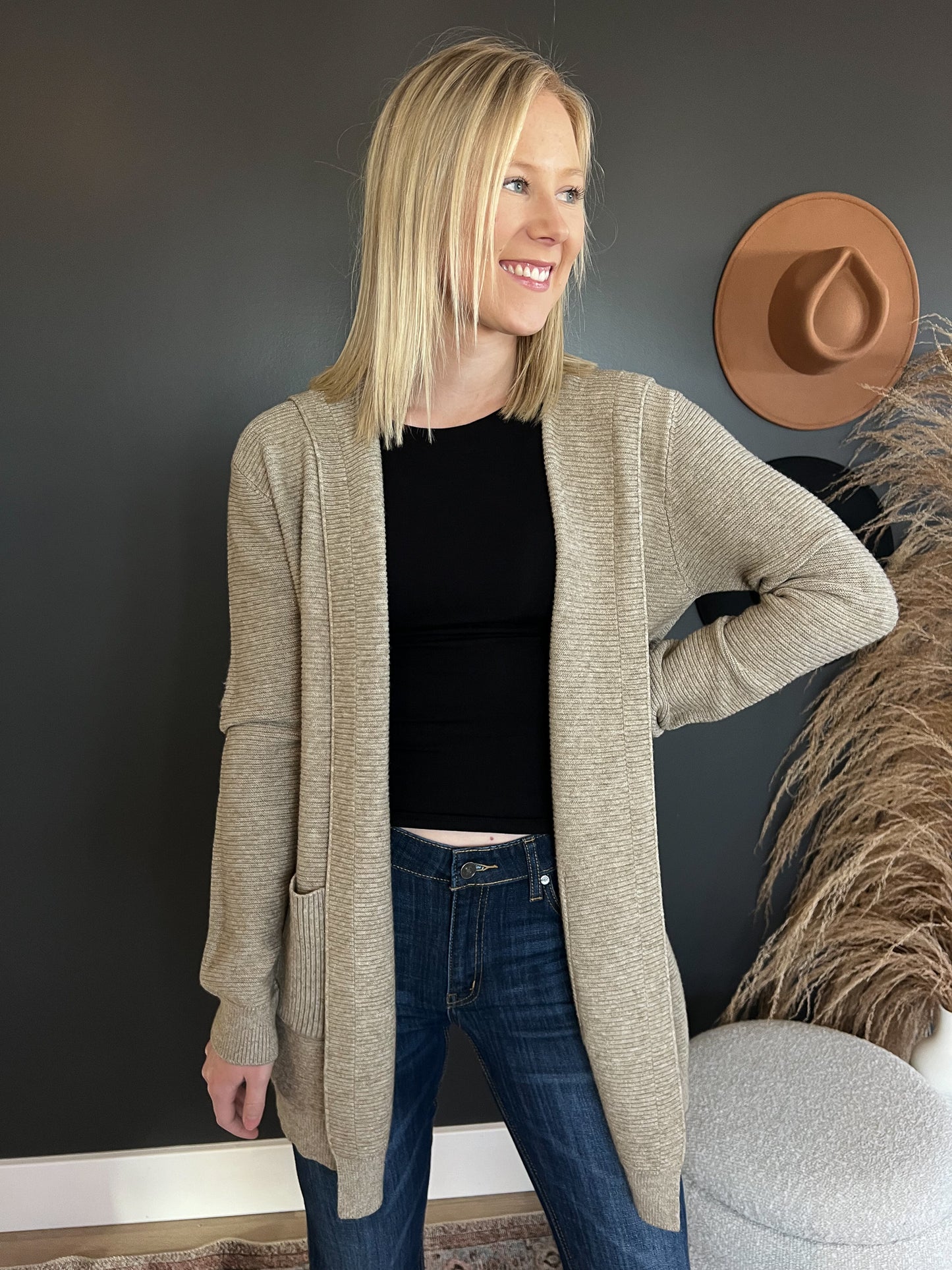 Tara Open Front Ribbed Cardigan FINAL SALE