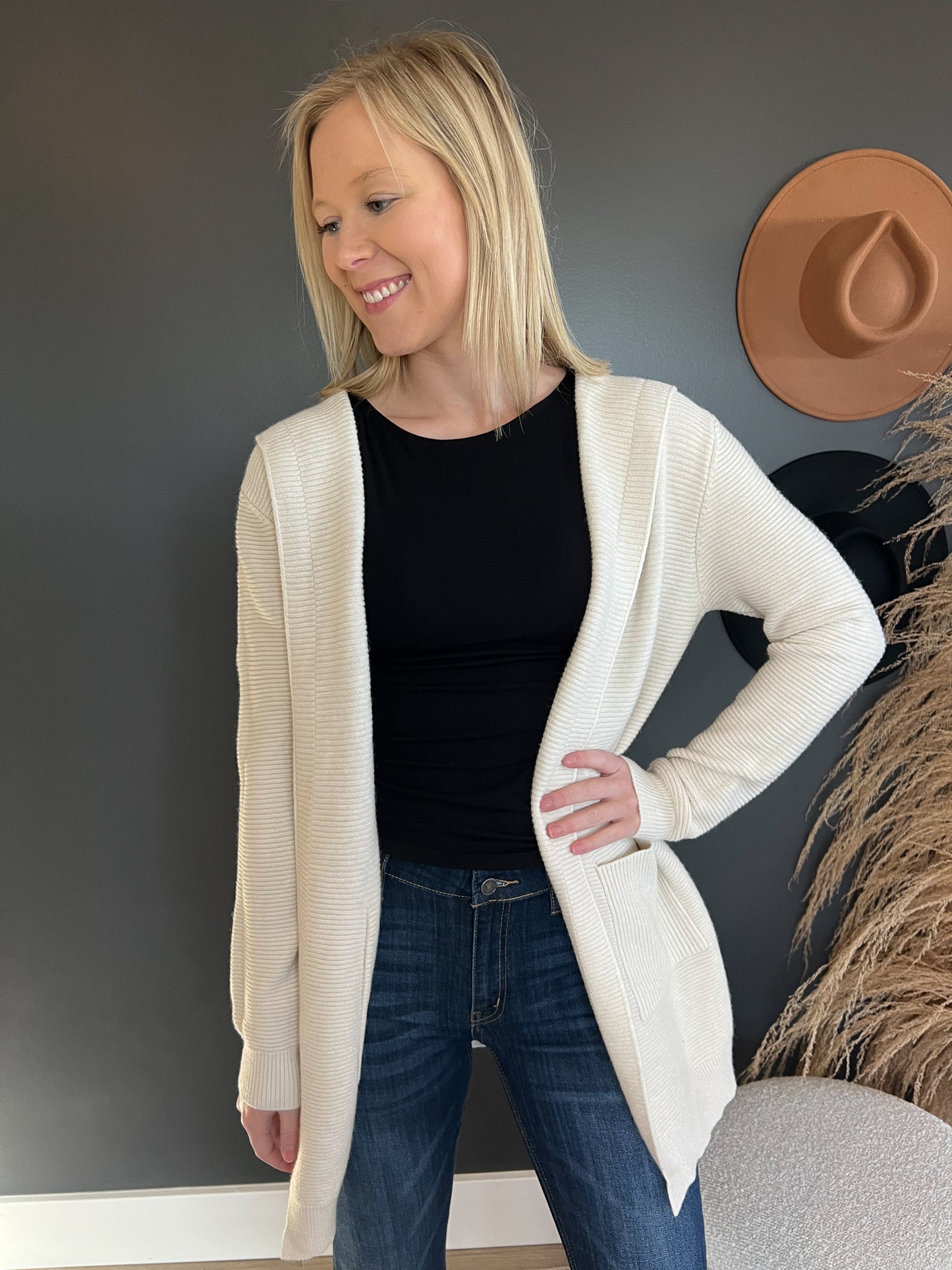 Tara Open Front Ribbed Cardigan FINAL SALE